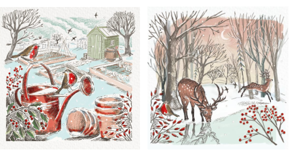 In The Garden & Woodland Stags 10 twinpack Charity Christmas Cards