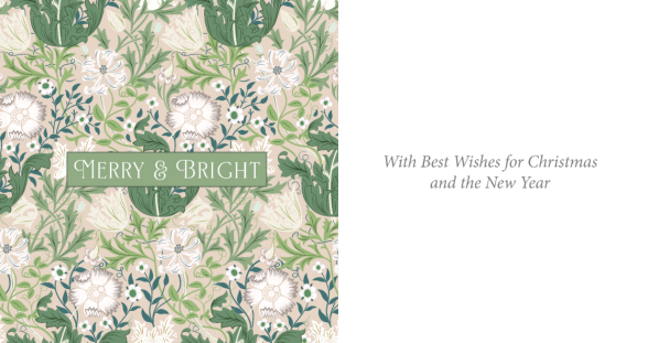 William Morris Blue & Merry Morris Cream 10 Twin pack Charity Christmas Cards
