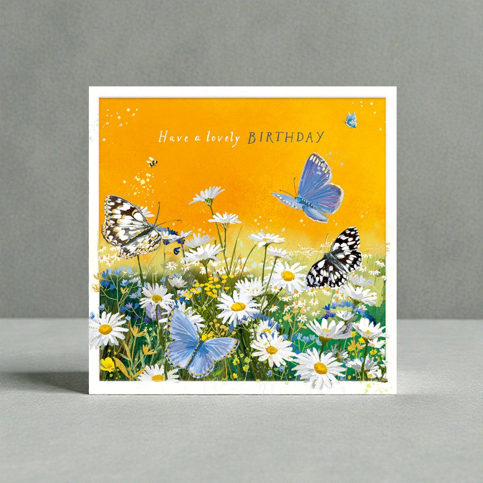 Butterfly Daisy Meadow Happy Birthday Charity Greeting Card