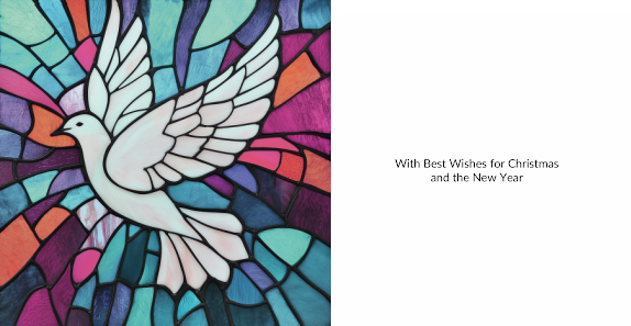 Stained Glass Dove 10 Charity Christmas Cards