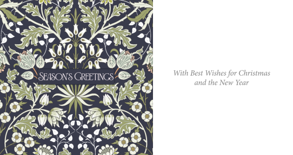 William Morris Blue & Merry Morris Cream 10 Twin pack Charity Christmas Cards