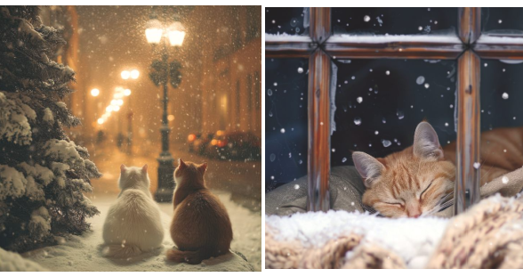 Sleeping Cat & Feline Friends Twin Pack 10 Charity Christmas Cards