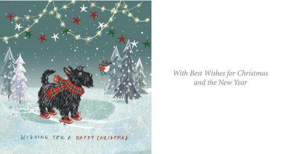 A Cracking Game & Skating Scottie Twin Pack 10 Charity Christmas Cards
