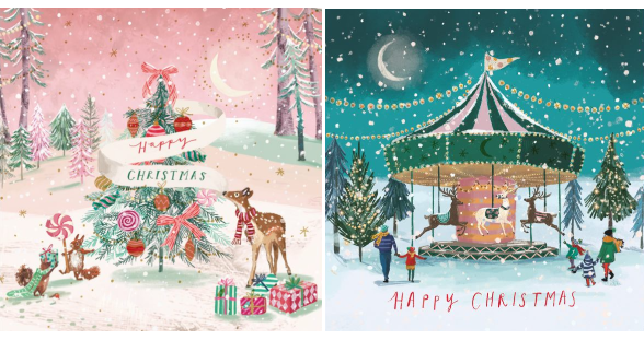 Christmas Carousel and A Magical World Twin pack 10 Charity Christmas Cards (Copy)