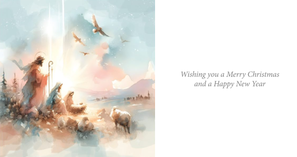 Watercolour Nativity & Soft Light 10 Twin pack Charity Christmas Cards