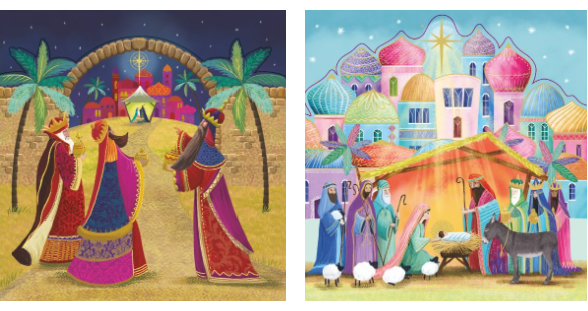 Colourful Nativity & Journey’s End 10 Twin pack Charity Christmas Cards