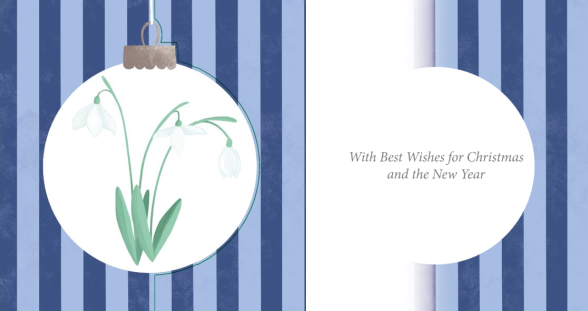 Mistletoe Bauble & Snowdrop Bauble Circular Cut Out 10 Twin pack Charity Christmas Cards