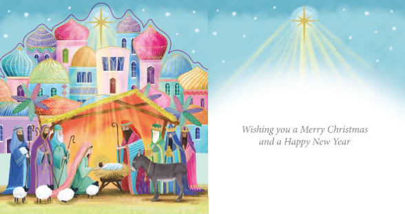 Colourful Nativity & Journey’s End 10 Twin pack Charity Christmas Cards
