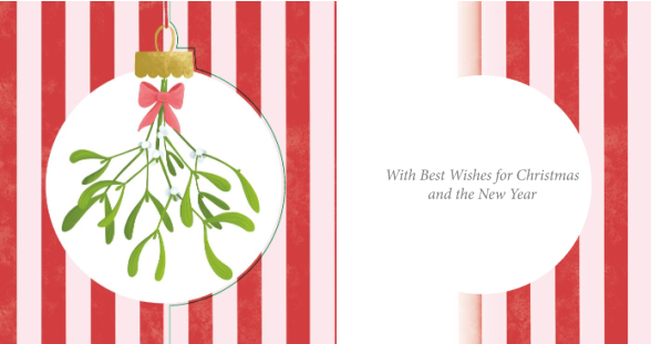 Mistletoe Bauble & Snowdrop Bauble Circular Cut Out 10 Twin pack Charity Christmas Cards