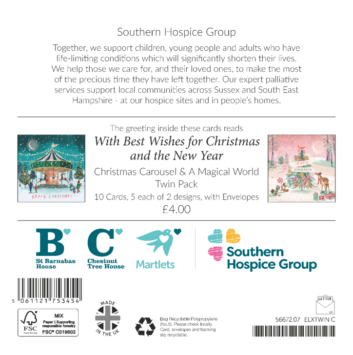 Christmas Carousel and A Magical World Twin pack 10 Charity Christmas Cards (Copy)