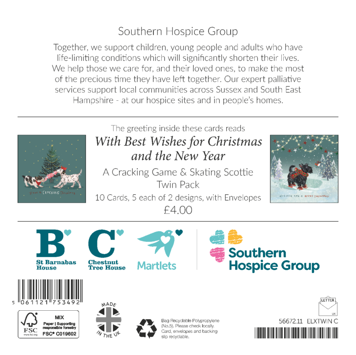 A Cracking Game & Skating Scottie Twin Pack 10 Charity Christmas Cards