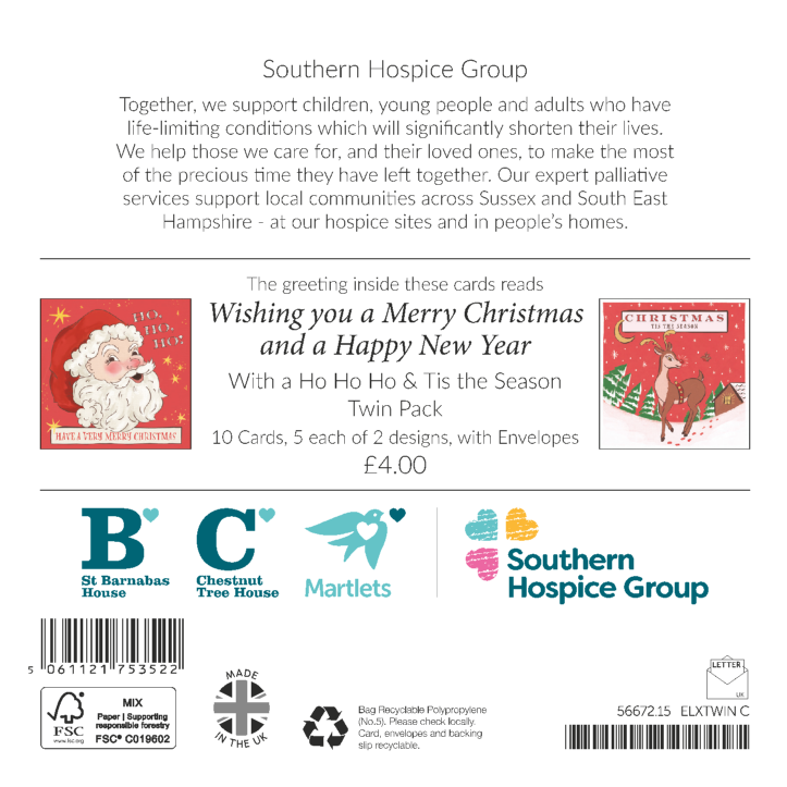 With a Ho Ho Ho & Tis the Season Twin Pack 10 Charity Christmas Cards