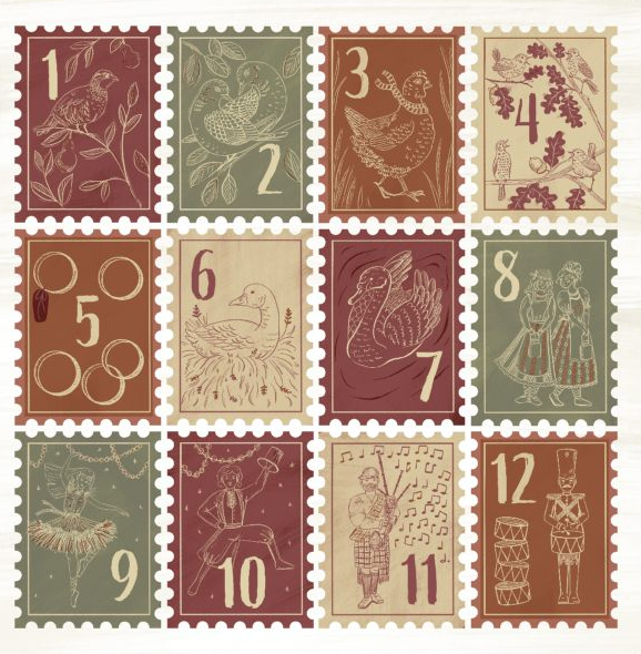12 Stamps 10 Charity Christmas Cards