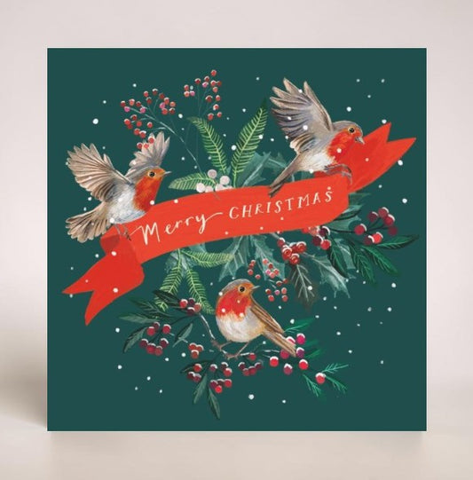 Red Robin & Robin Wreath 10 twinpack Charity Christmas Cards