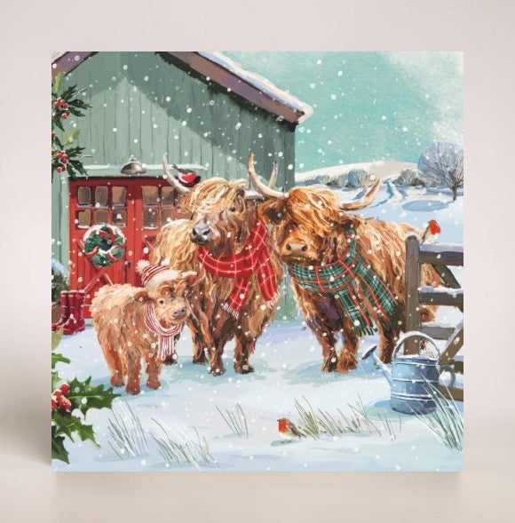 Together At Christmas Highland Cows 10 twin pack Charity Christmas Cards