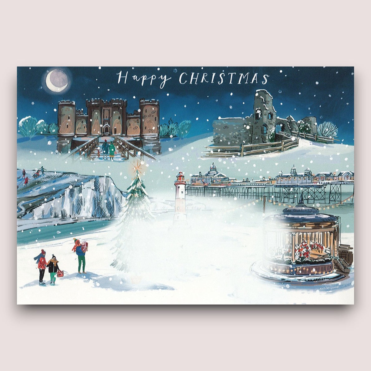 East Sussex Christmas Scene Die-Cut Christmas Cards – Pack of 10