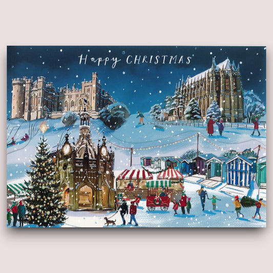 West Sussex Christmas Scene Die-Cut Christmas Cards – Pack of 10