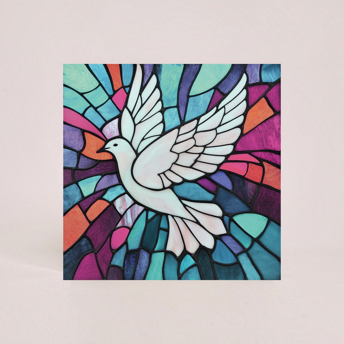 Stained Glass Dove 10 Charity Christmas Cards