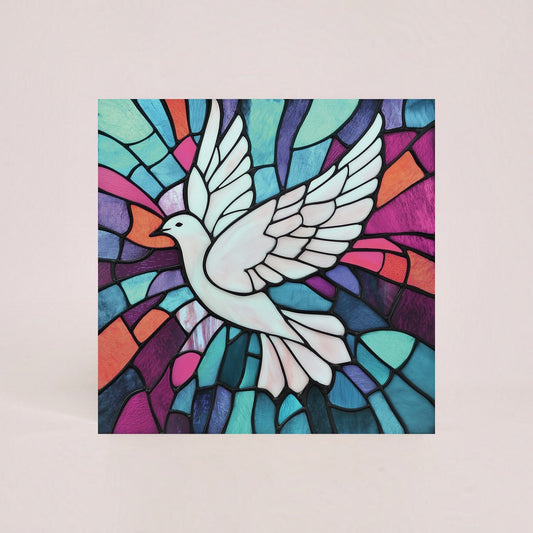 Stained Glass Dove 10 Charity Christmas Cards