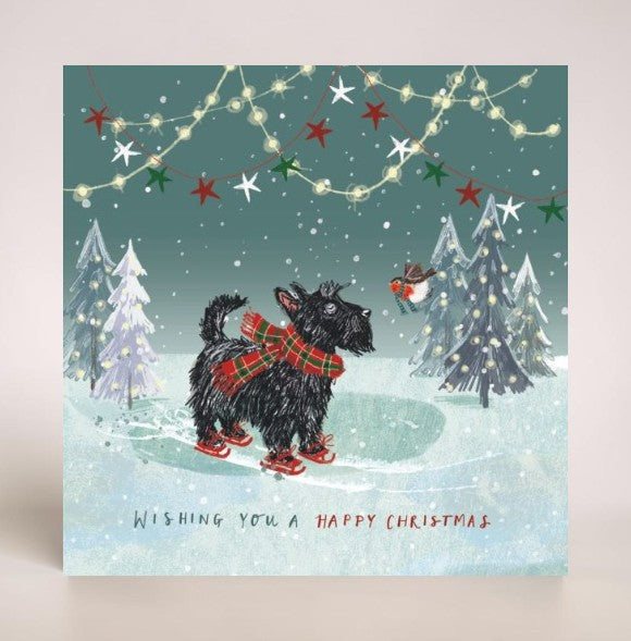 A Cracking Game & Skating Scottie Twin Pack 10 Charity Christmas Cards