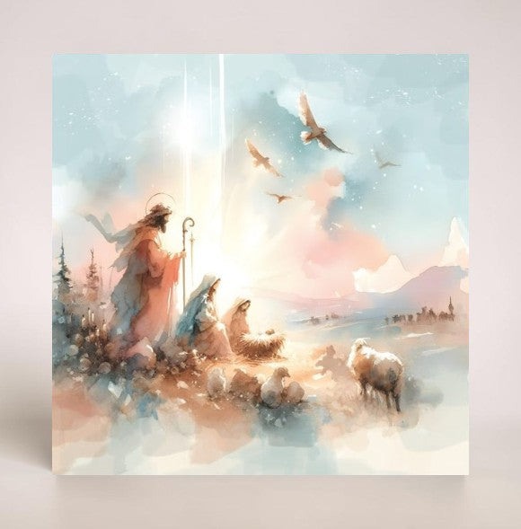 Watercolour Nativity & Soft Light 10 Twin pack Charity Christmas Cards