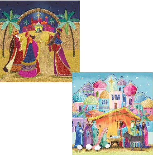 Colourful Nativity & Journey’s End 10 Twin pack Charity Christmas Cards