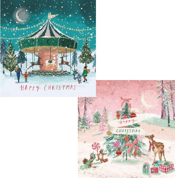 Christmas Carousel and A Magical World Twin pack 10 Charity Christmas Cards (Copy)