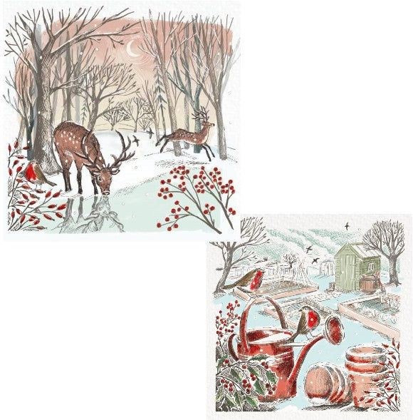 In The Garden & Woodland Stags 10 twinpack Charity Christmas Cards
