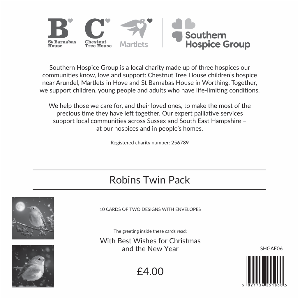 Robins Twin Pack 10 Charity Christmas Cards