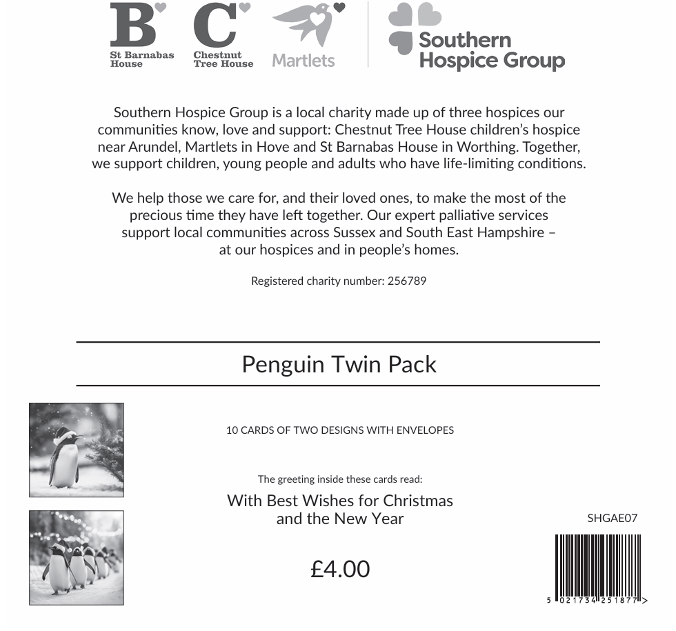 Penguins Twin Pack 10 Charity Christmas Cards
