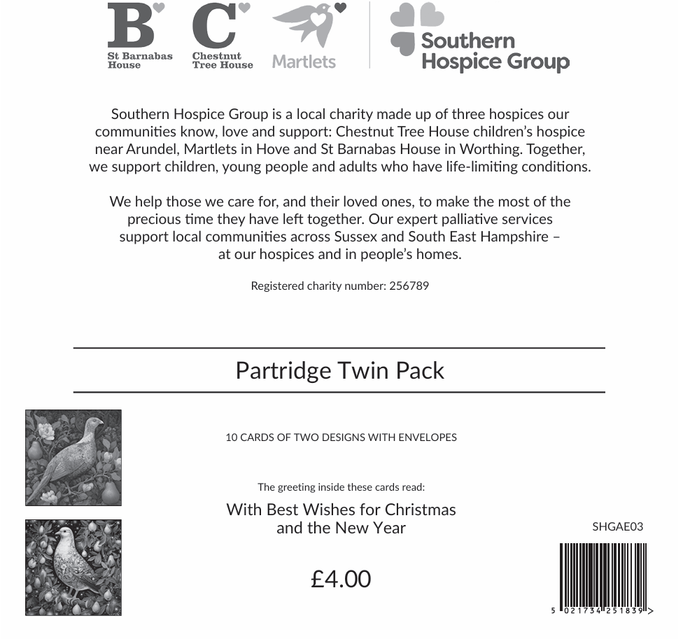Partridge Twin Pack 10 Charity Christmas Cards