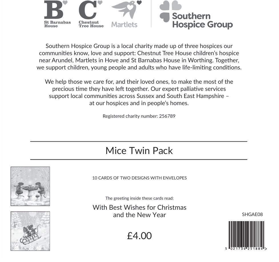 Mice Twin Pack 10 Charity Christmas Cards