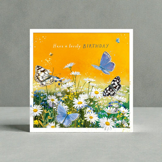 Butterfly Daisy Meadow Happy Birthday Charity Greeting Card