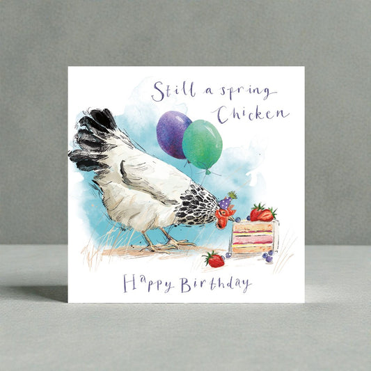 Spring Chicken Happy Birthday Charity Greeting Card Hen Animal Watercolour