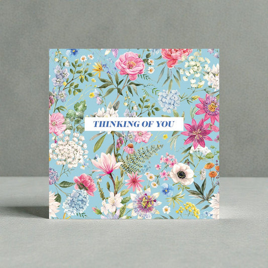 Thinking Of You Blue Floral Ditsy Charity Greeting Card