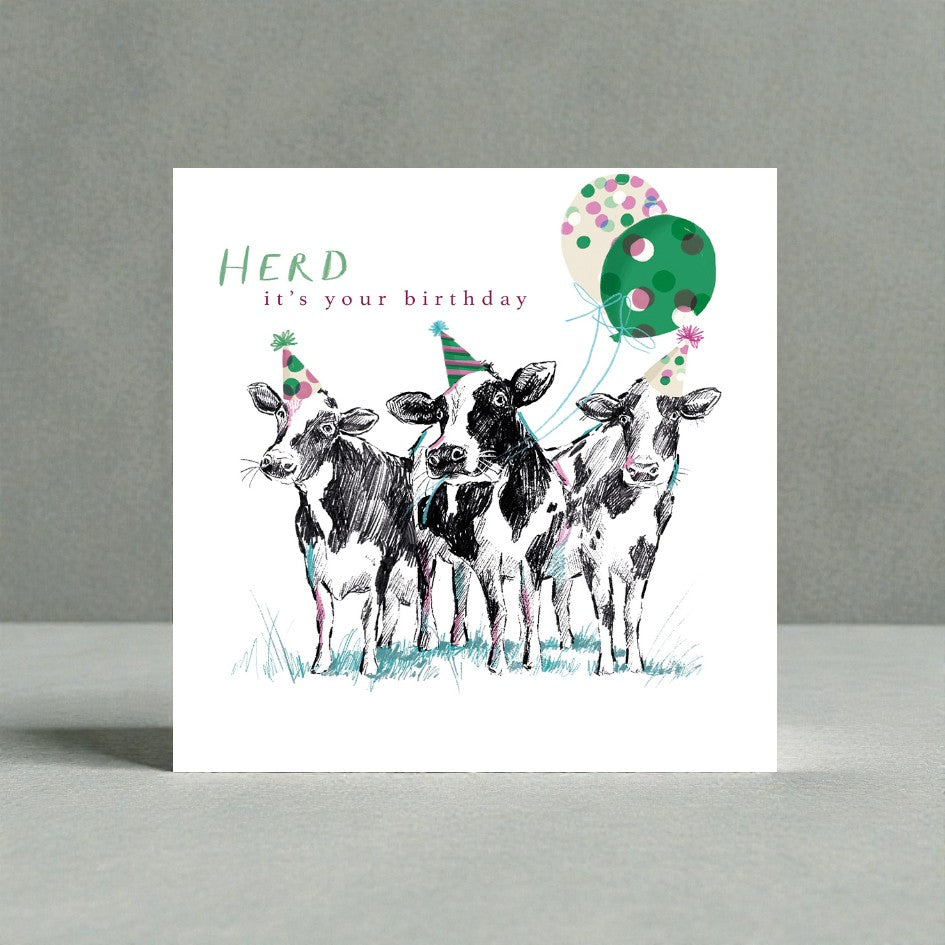 Cows Herd Comedy Happy Birthday Charity Greeting Card
